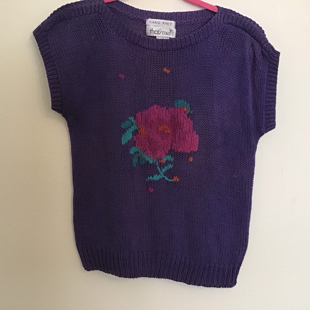 Vintage 80’s Hand Knit Floral Sweater